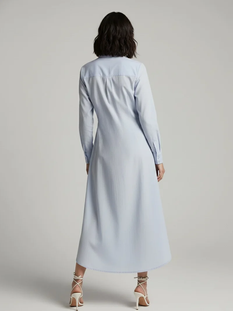 Outzidr  Blue Straight Fit Shirt Maxi Dress for Women | Best Price UAE